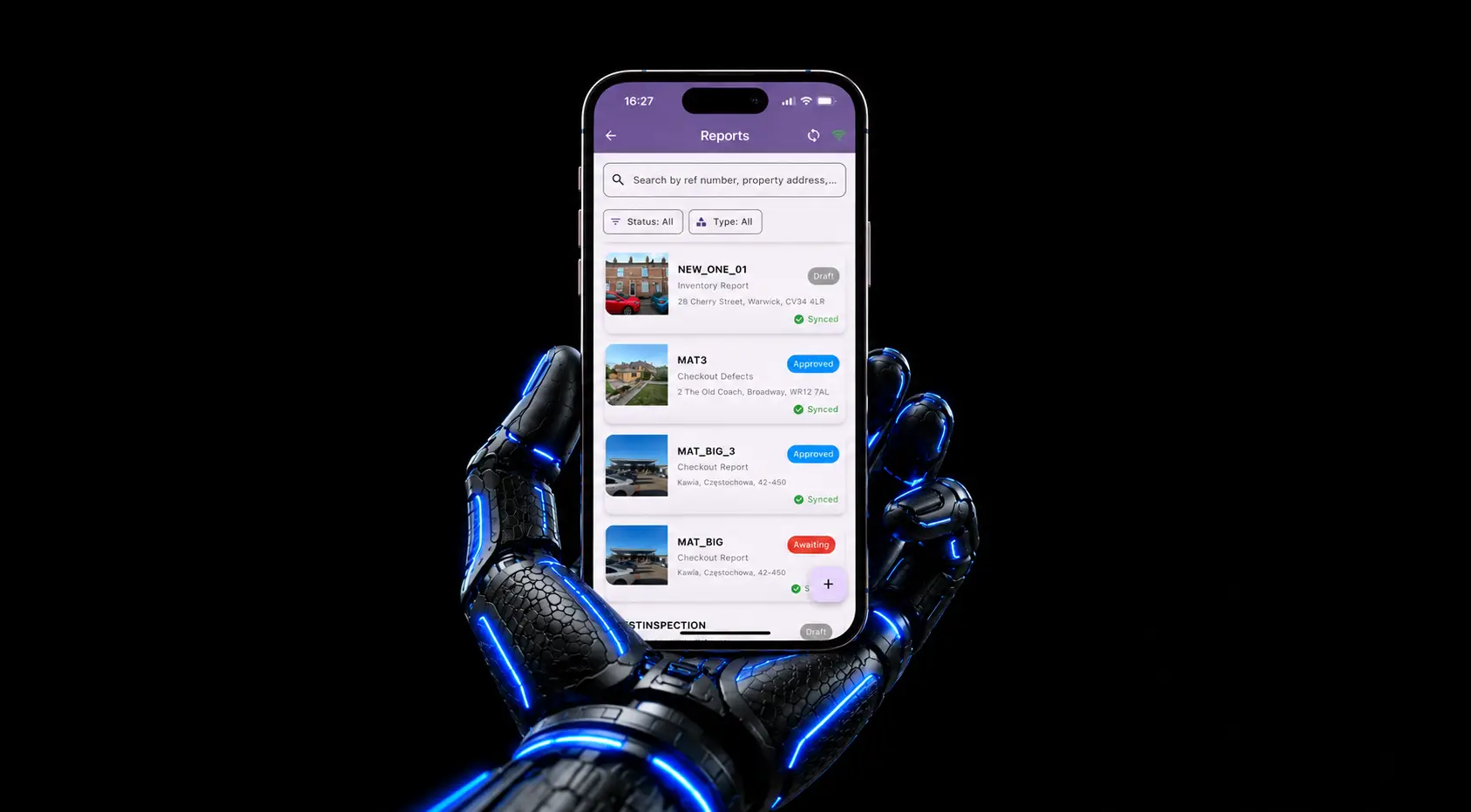 Property report shown in the APR app