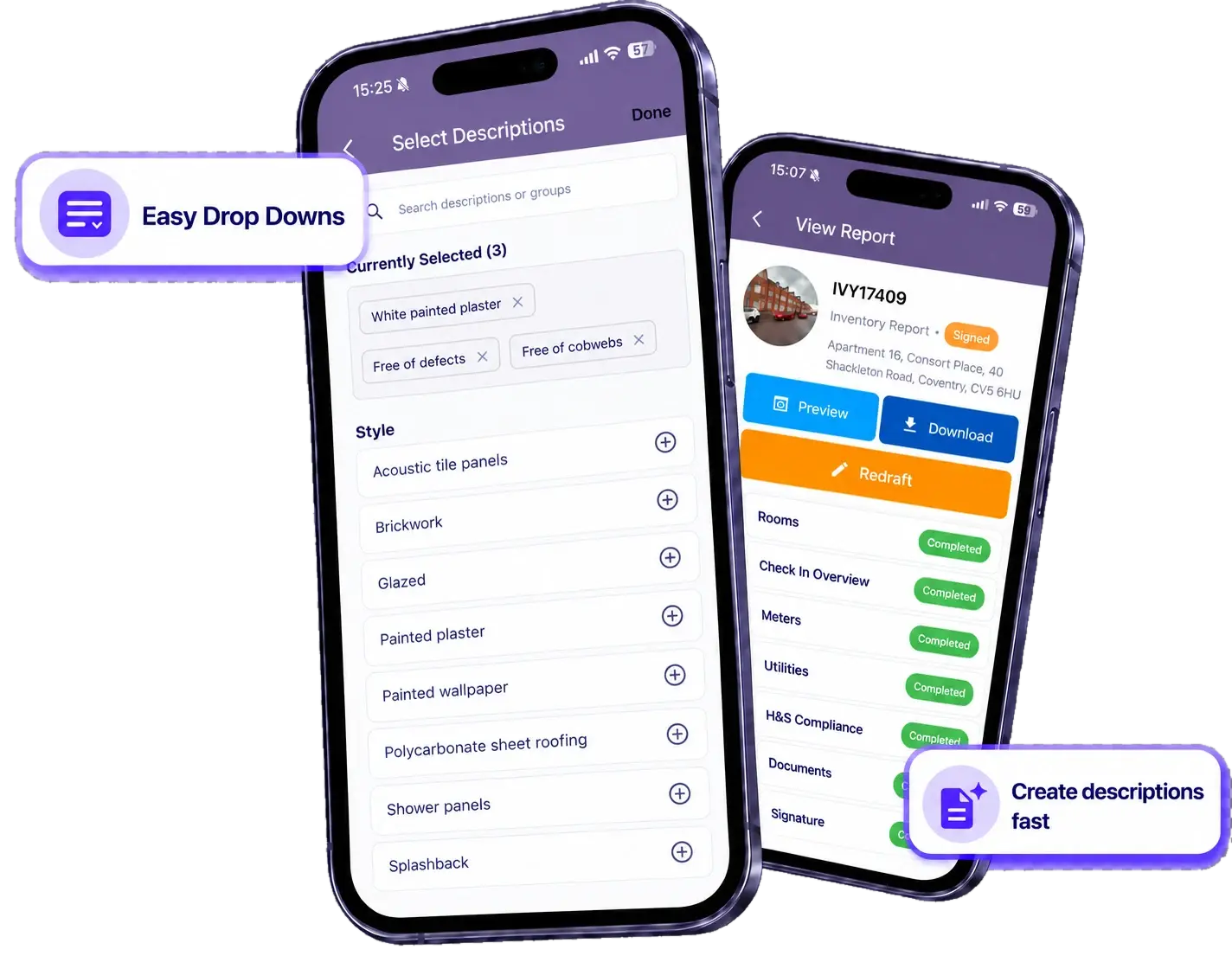 APR easy drop-down descriptions in the mobile app