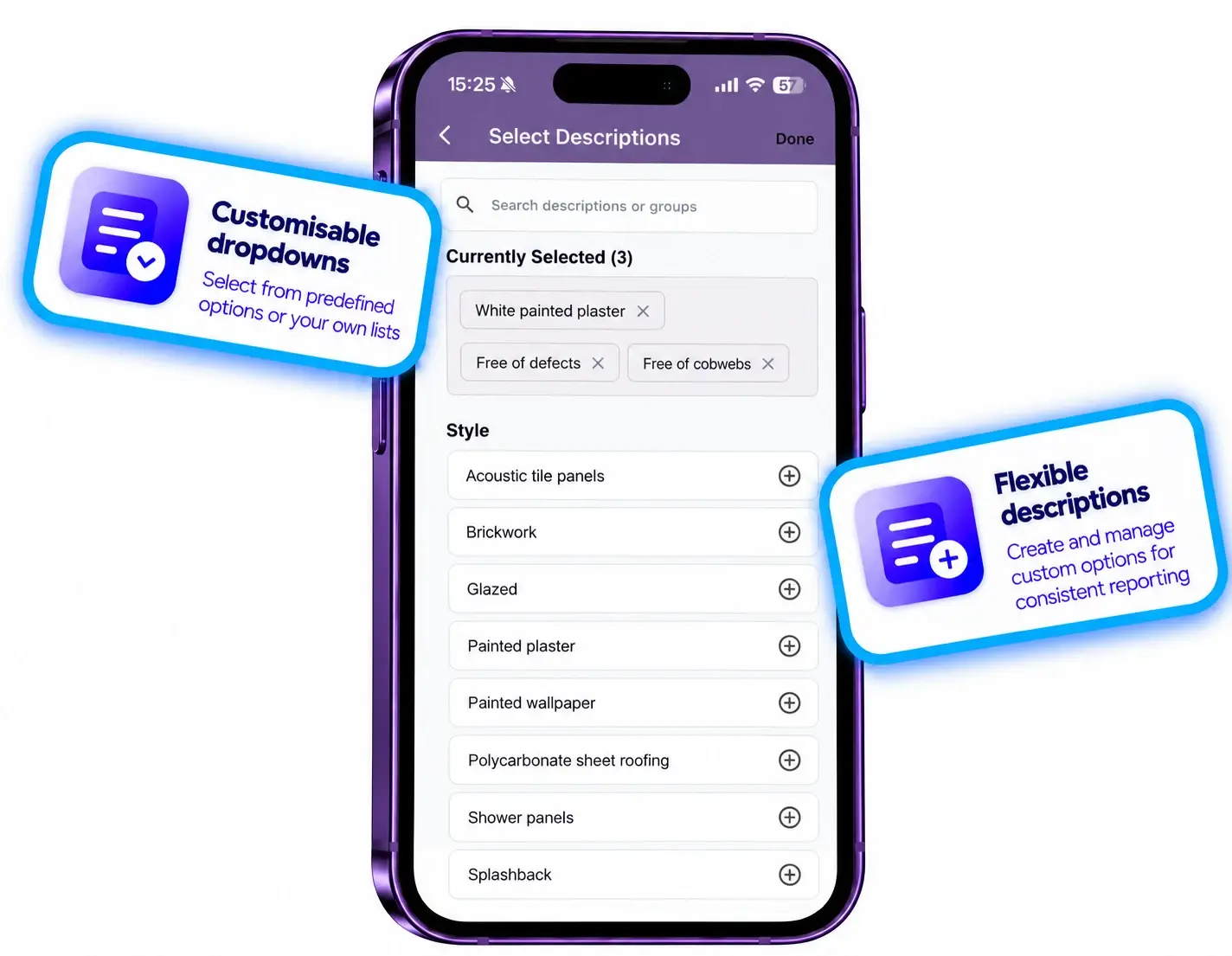 APR Custom Drop Downs app screens