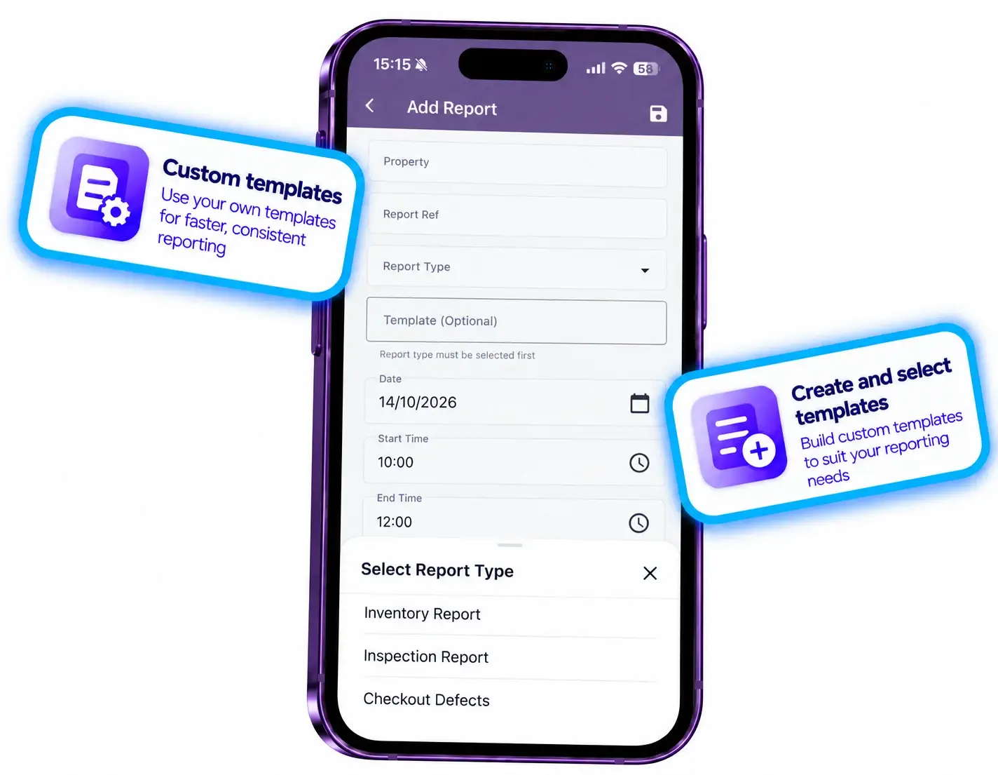 APR Custom Templates app screens