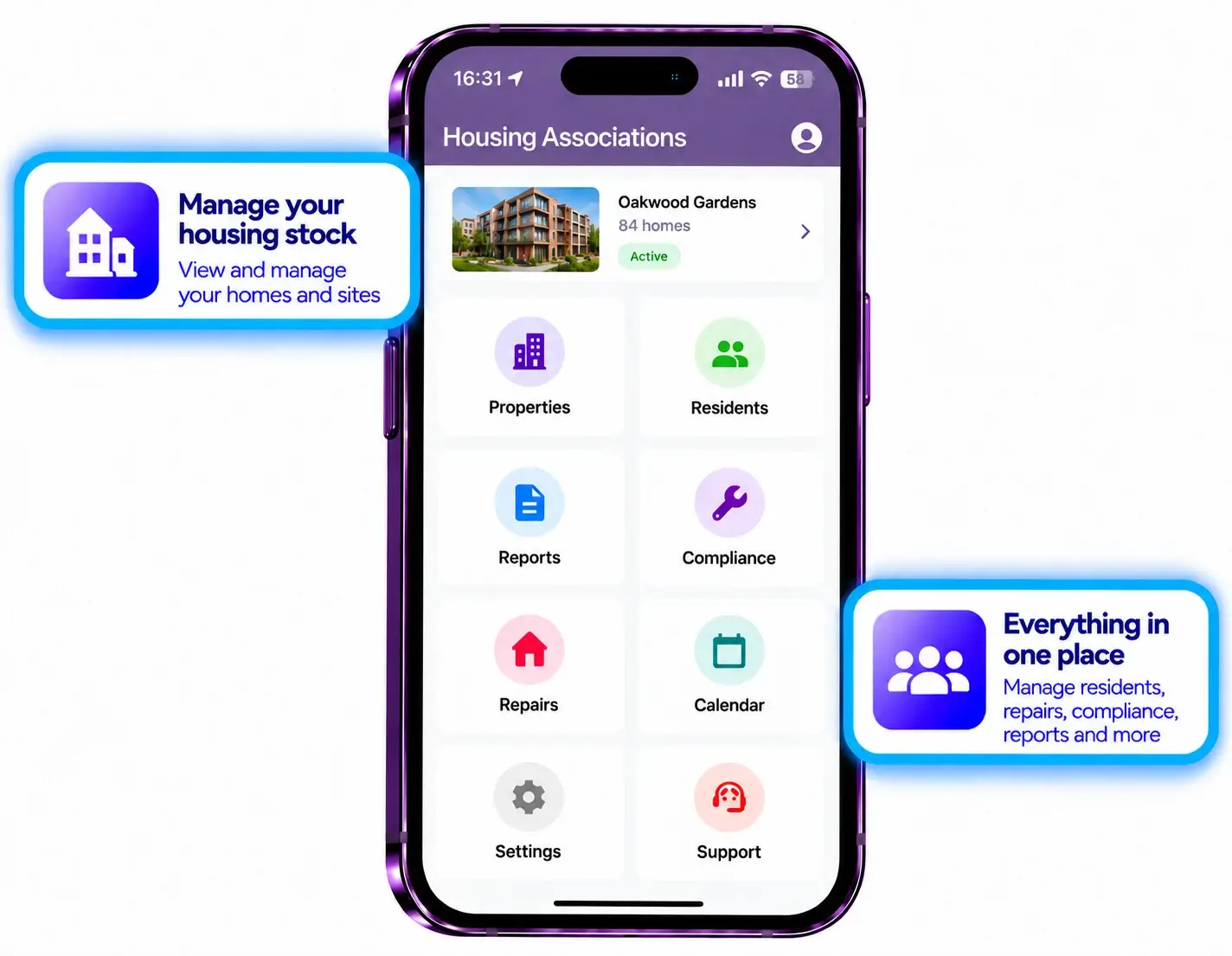 APR Housing Associations app screens