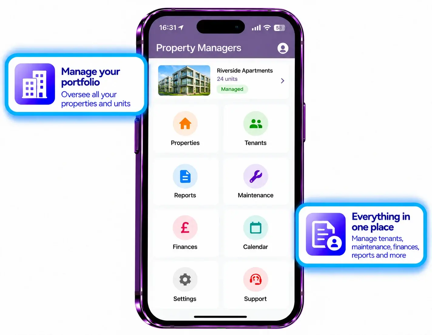 APR Property Managers app screens