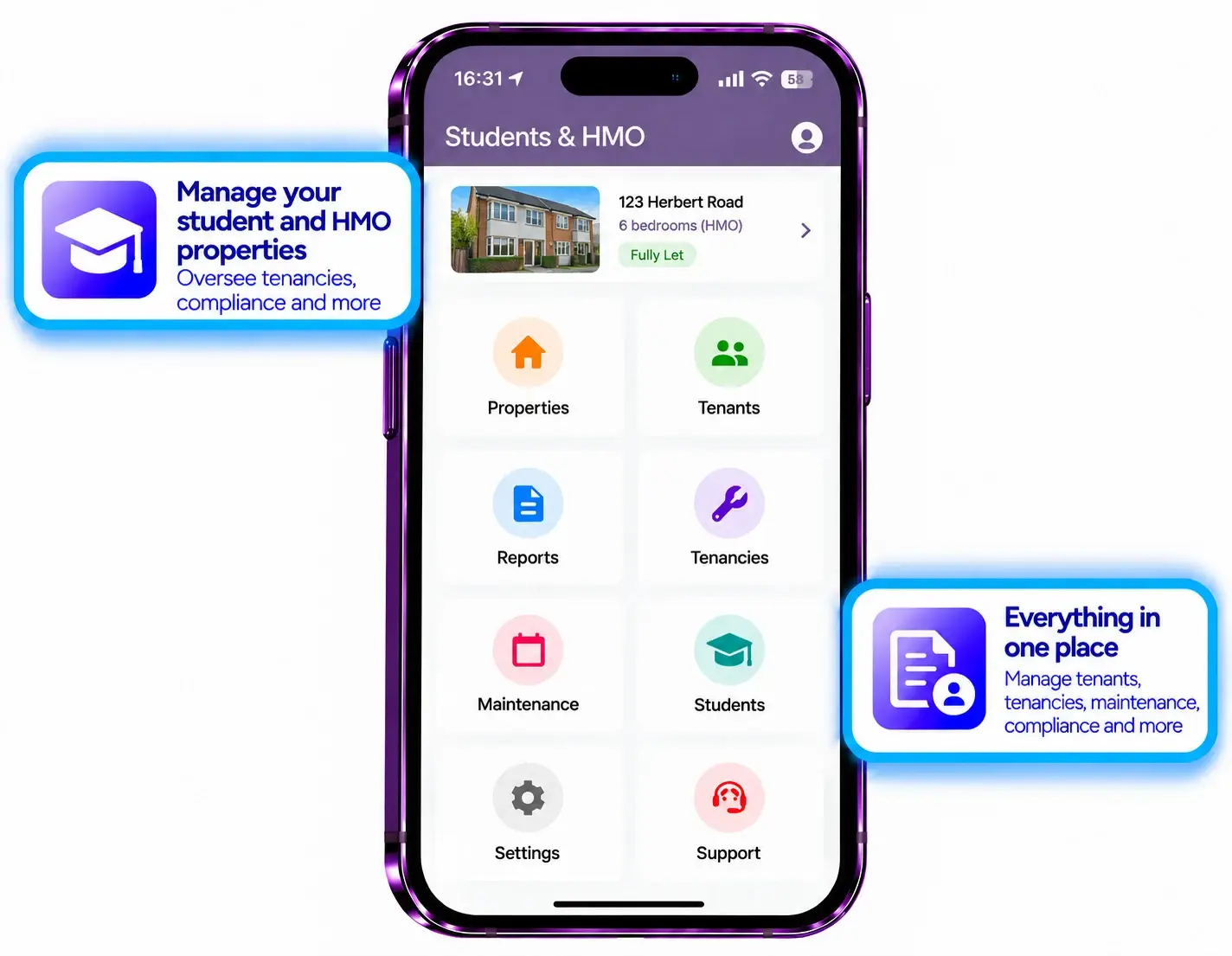 APR Student Accommodation and HMOs app screens